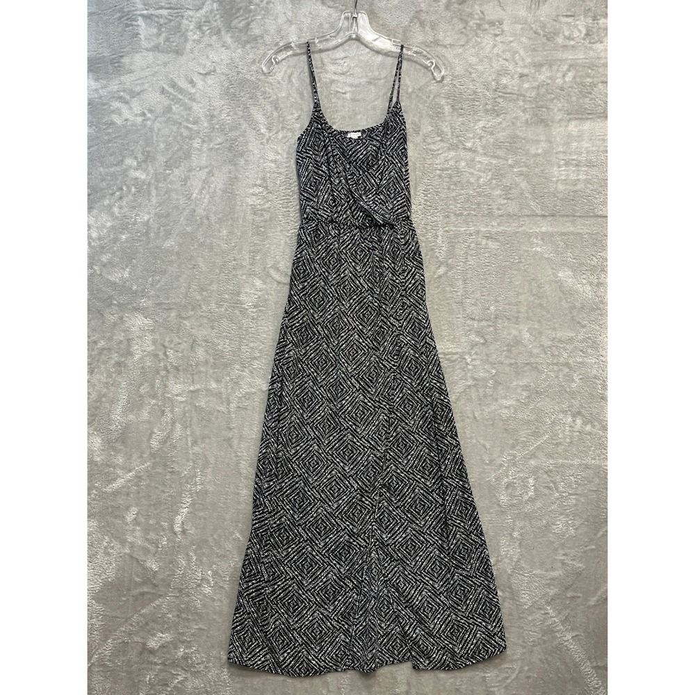 Guess Maxi Dress Womens XS Black White Geometric Diamond Print Sleeveless